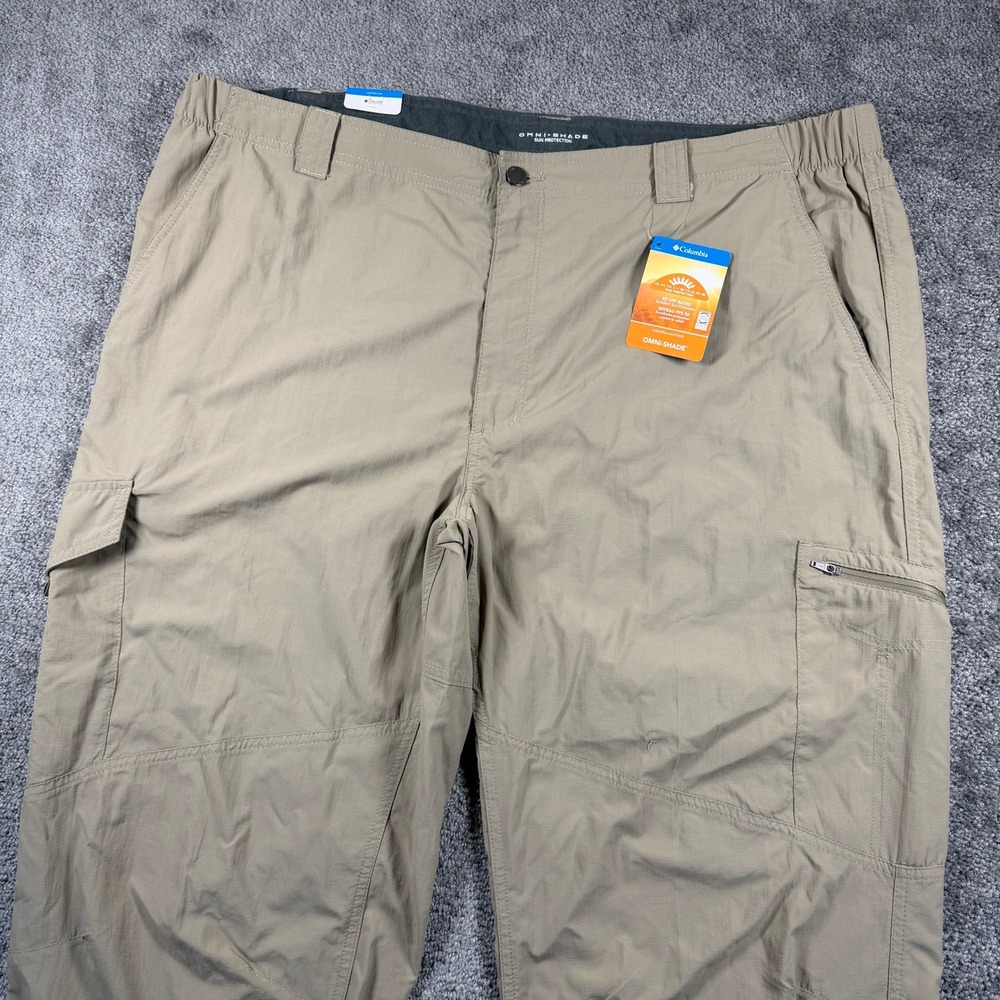 Columbia Mens Silver Ridge Cargo Pants Tan 44x32 NWT Hiking Travel Performance